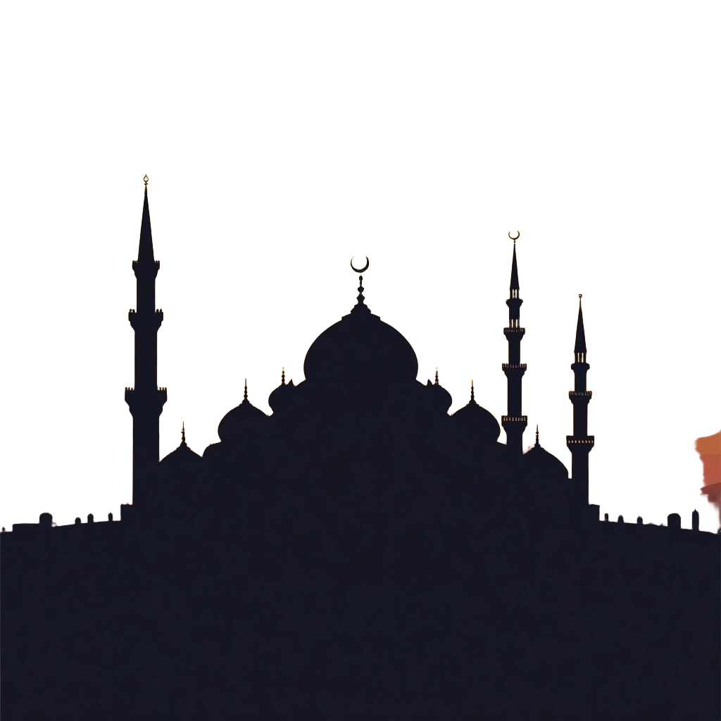 Silhouette of a Mosque at Dusk